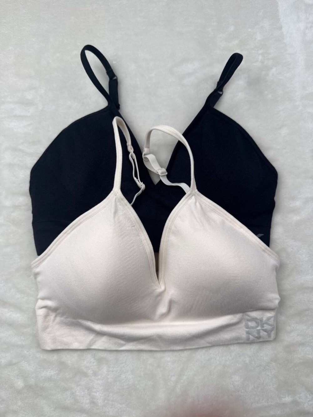 DKNY Womens Seamless Bralette 2-Pack With Adjustable Straps Black & White Size M